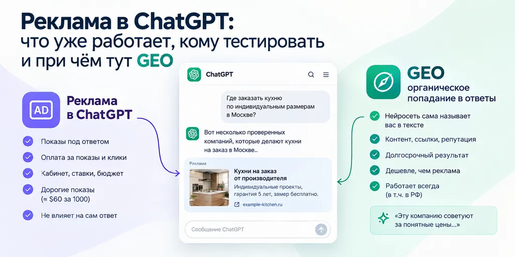 Реклама в ChatGPT: что уже работает, кому тестировать и при чём тут GEO