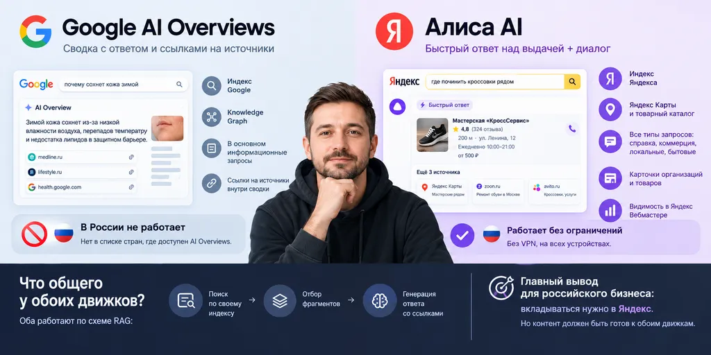 Google AI Overviews против Алисы AI