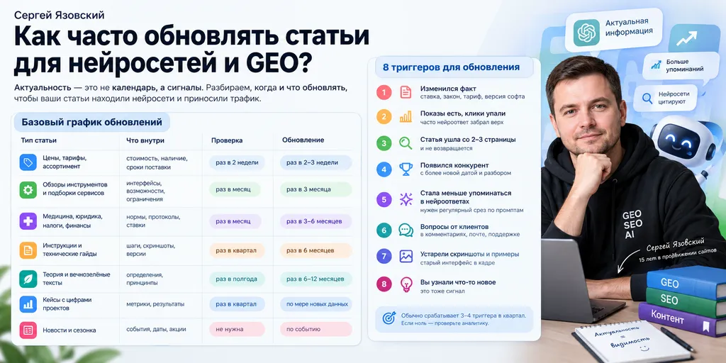 Как часто обновлять статьи для нейросетей