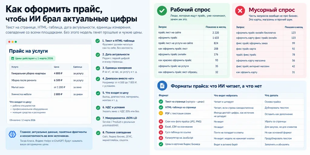 Как оформить прайс