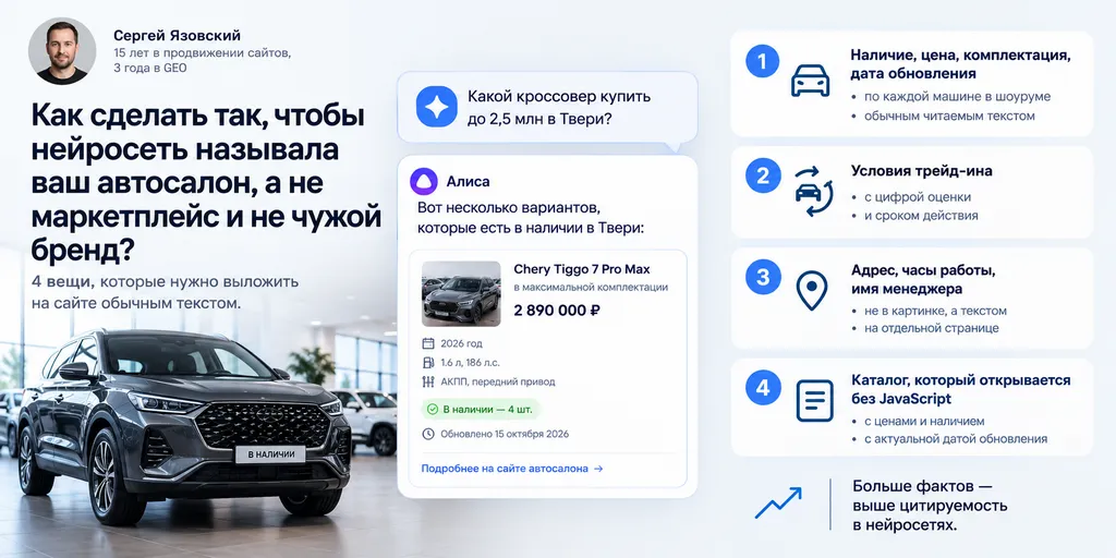 Продвижение автосалона в нейросетях